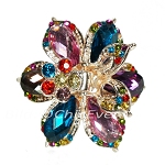 Haargreifer Blume Haarkneifer Haarklammer Metall & Strass bunt blau lila braun gold 5149